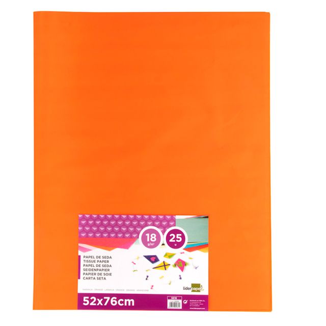 Mano 25 hojas papel de seda Naranja Liderpapel SE18, 52x76