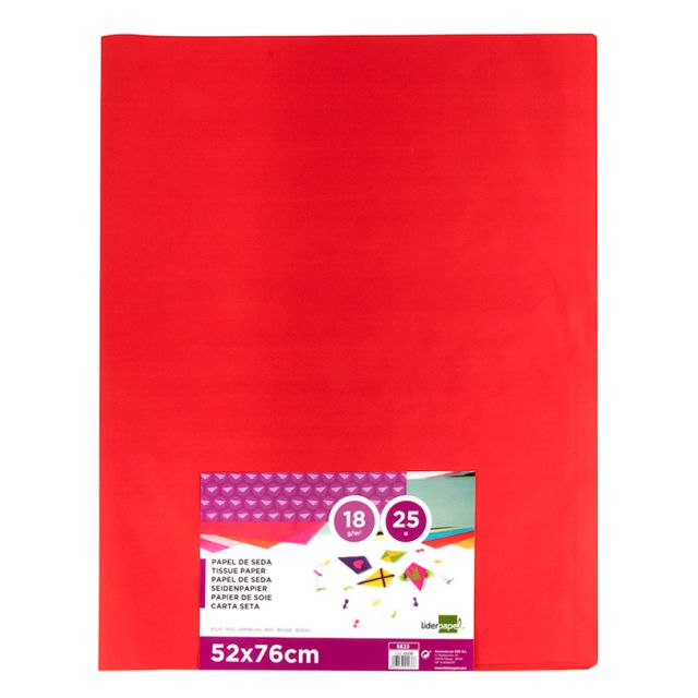 Mano 25 hojas papel de seda rojo 52x76 Liderpapel SE23