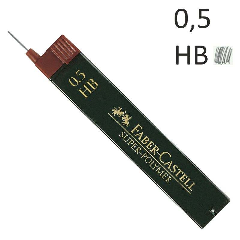 Minas Faber-Castell 0,5 mm HB, superpolímeras técnicas 12u