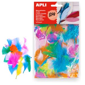 Mini plumas de colores para collage Apli Pte. 24