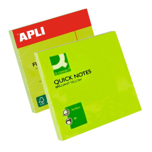 Comprar Notas Adhesivas Apli 75x75 100h Verde neon