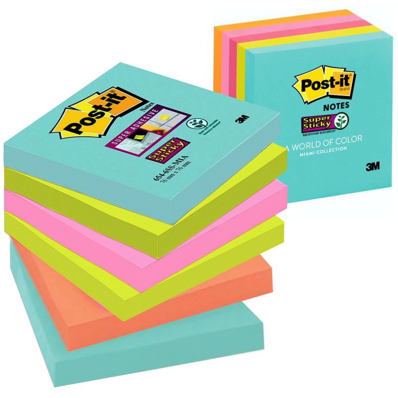 Comprar Notas adhesivas Post-it Miami, nuevos colores, Pack 6 tacos