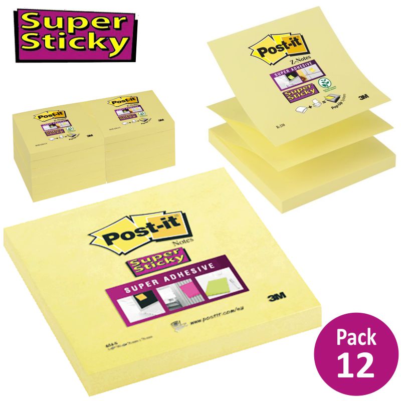 Comprar Notas Adhesivas Post-it Z-notes Super Sticky fuertes Pack 12