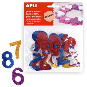 Números de goma eva adhesivos con purpurina, Apli