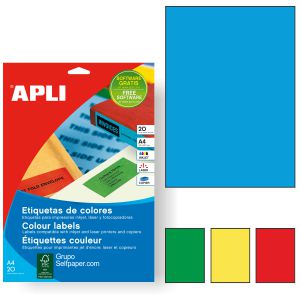 Pack 20 hojas adhesivas Din A4 color azul Apli 01600