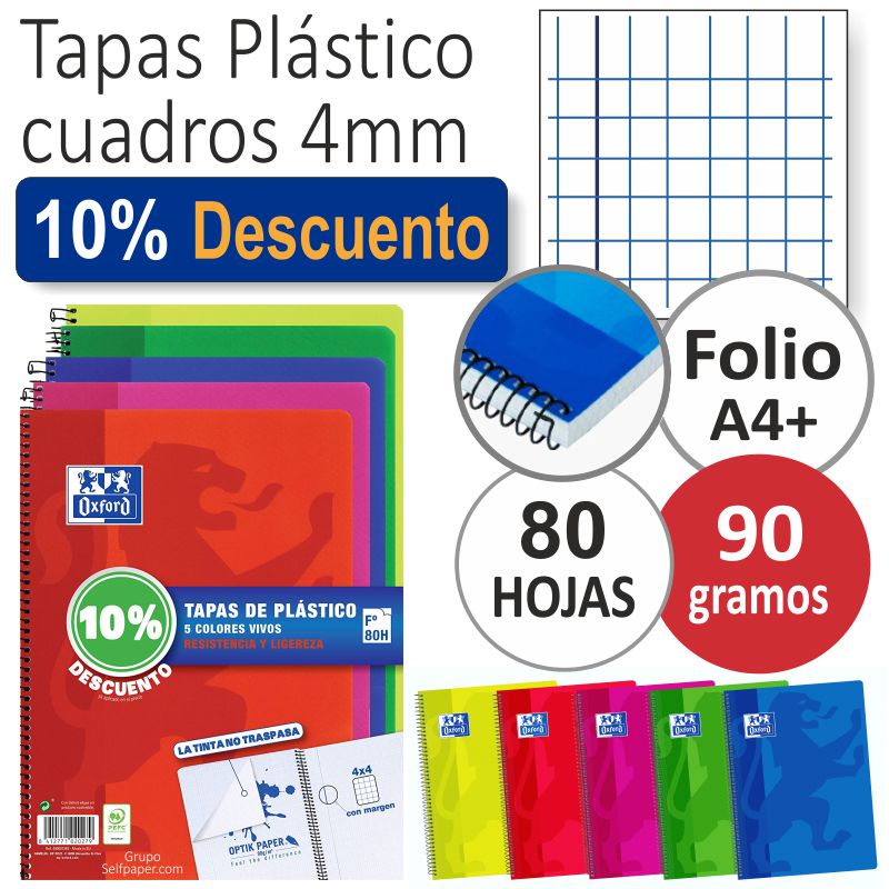 Comprar Pack Ahorro 5 Libretas cuadernos Oxford tapas plástico