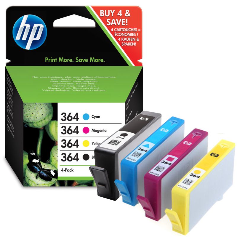HP 364 - Pack de 4 Colores - Ahorro - 4 cartuchos, Selfpaper.com.