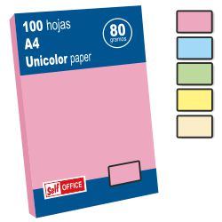 Papel de Color Din A4 100 hojas Unicolor Tonos Claros