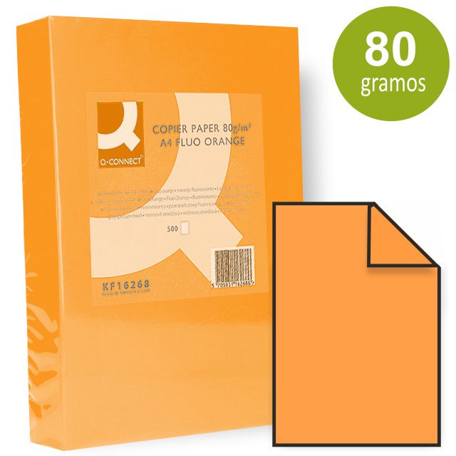 Comprar Papel Color Naranja Fluor Neon, Din A4, 500 hojas Adagio 12