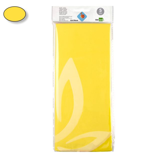 Papel de seda color amarillo Liderpapel SE04, 5 hojas 52x76