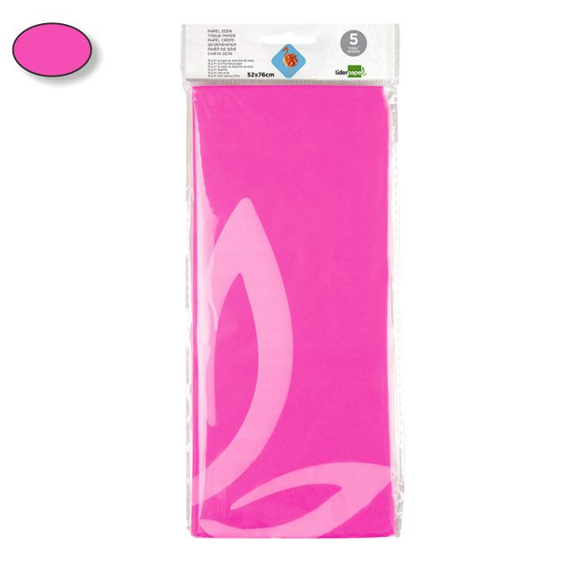 Papel de seda fucsia liderpapel SE13, 5 hojas 52x76 mm