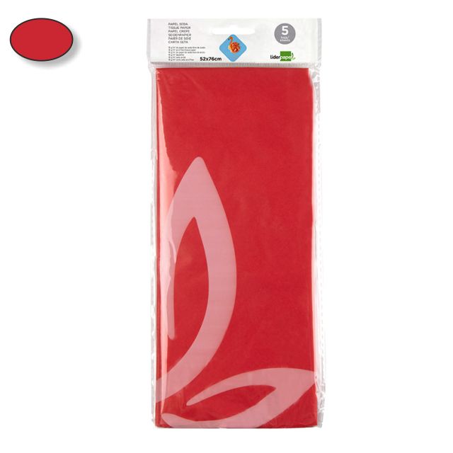 Papel de seda rojo, Liderpapel SE10, 5 hojas 52x76 mm