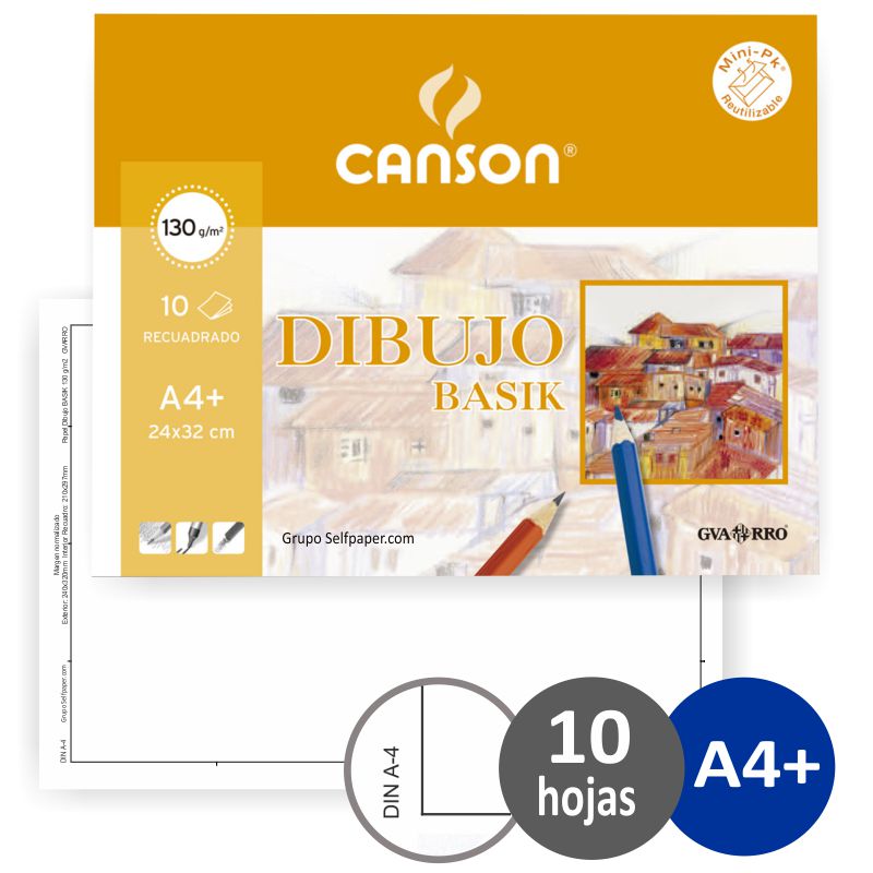 PAPEL ACUARELA BASIK CANSON DIN A4 370 GR PACK DE 6 HOJAS 24 X 32 CM