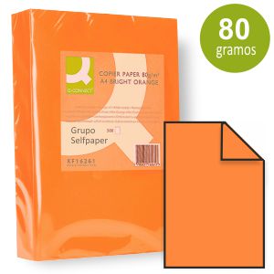 Papel Din A4 color naranja fuerte, 500 hojas