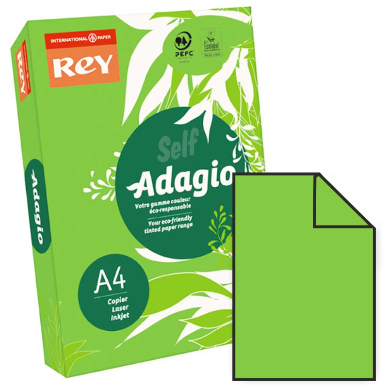 Comprar Papel Din A4 color verde vivo hierba, 500 hojas Adagio 52