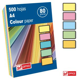 Papel Din A4 colores claros pastel surtidos, 500 hojas