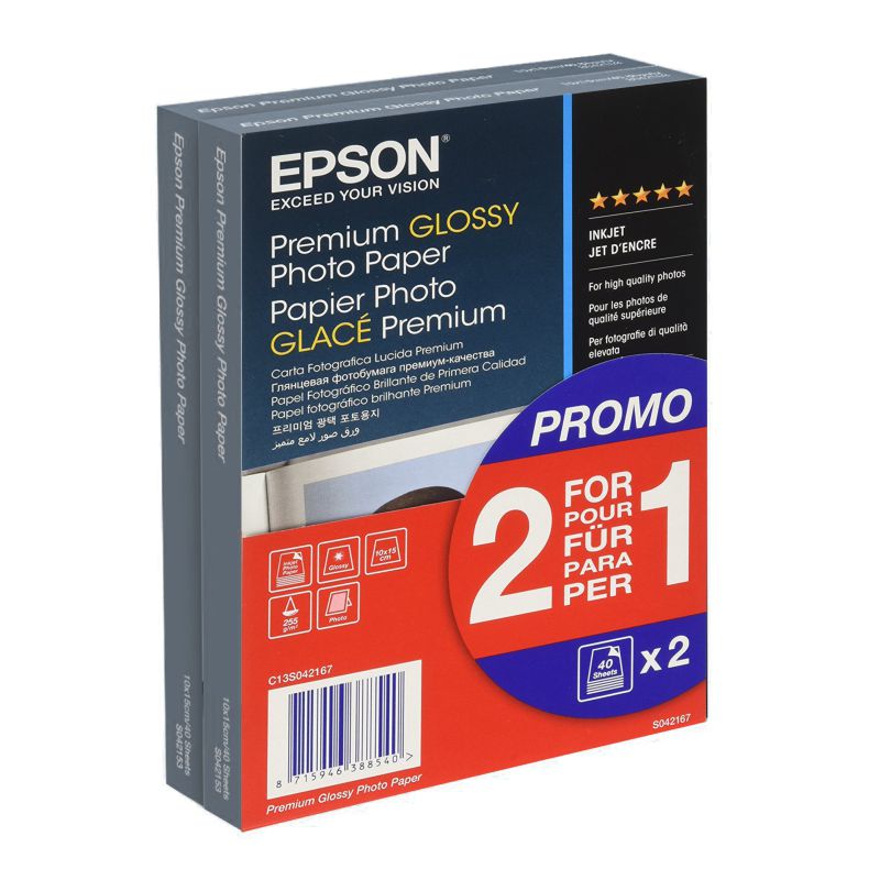 Comprar Papel fotografico ink-jet Epson Premium 10x15 255grs 40h 2x1