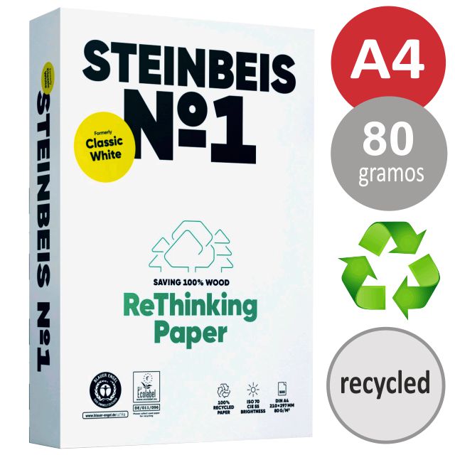 Comprar Papel Reciclado Steinbeis N1 Classic White Din A4 500 Hojas