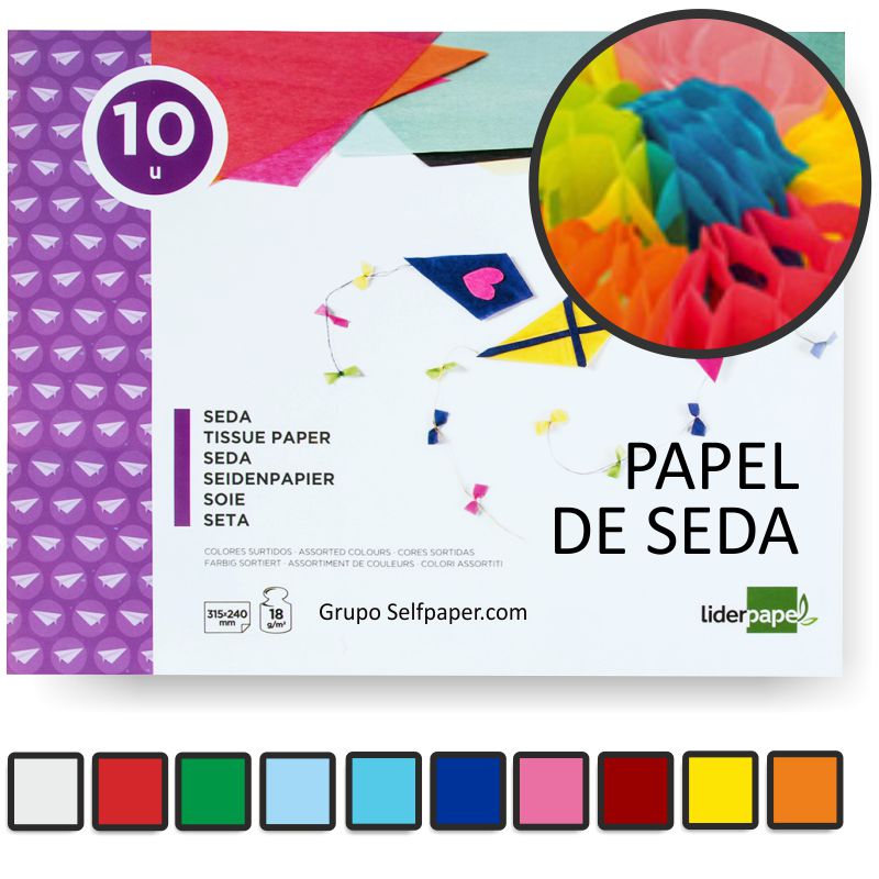 Comprar Papel Seda Block de 10 Hojas colores surtidos Liderpapel