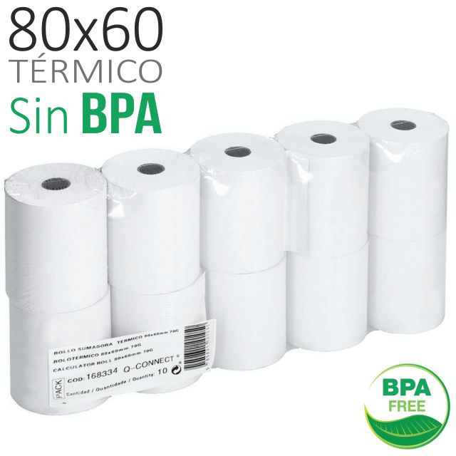 Papel térmico 80x60x12, Impresora tickets TPVS, Sin BPA