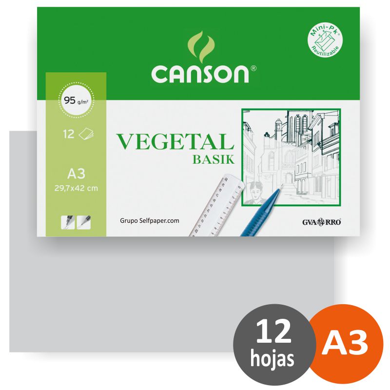 Comprar Papel Vegetal Din A3 Pte.12 hojas Canson 90/95 Gramos