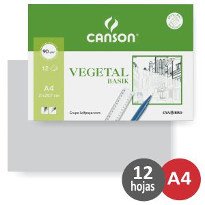 Din-A4 95 gr. Carpeta x12 Hojas Papel Vegetal CANSON Basik
