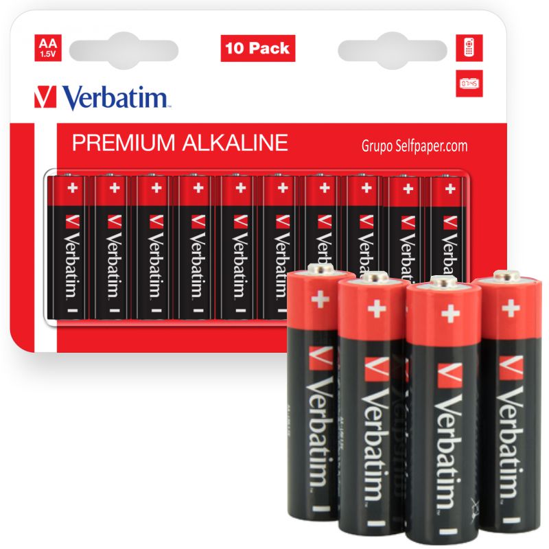 Comprar Pilas Verbatim Alcalinas AA LR06 Pack Ahorro, 10 baterías
