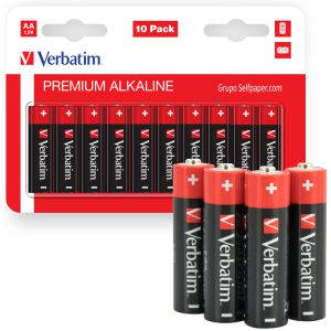 Pilas Verbatim Alcalinas AA LR06 Pack Ahorro, 10 baterías
