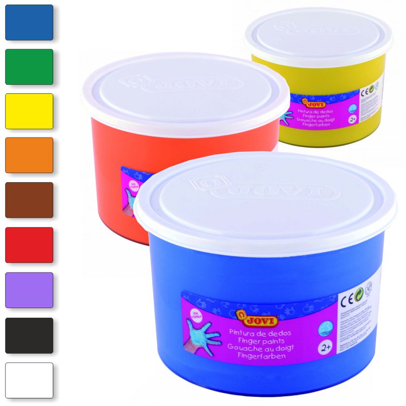 Jovi - Pintura de dedos 35 ml, 5 uds, botes de pintura lavable para niños,  colores intensos, secado rápido, aplicación directa