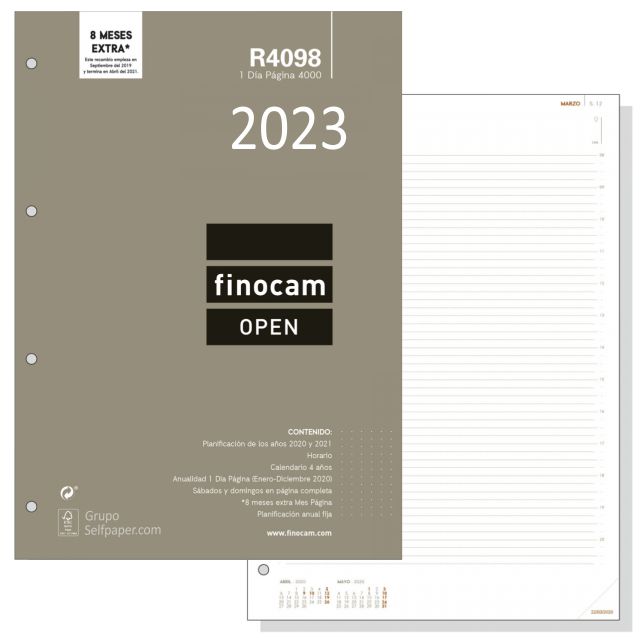 Comprar R4098 Recambio de Agenda Finocam 4000 - 2021 - Dia Pagina