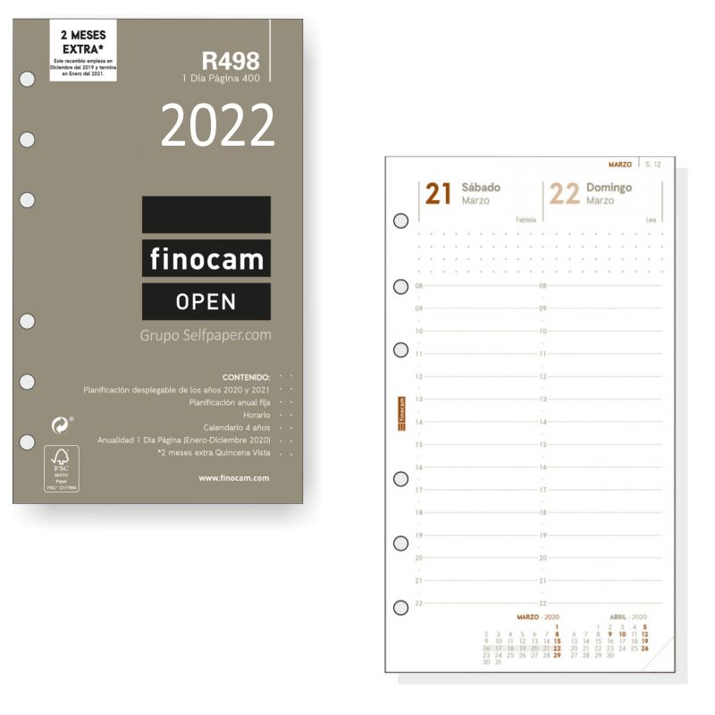 Comprar R498 Recambio Agenda dia por pagina 400 Finocam Open 2022