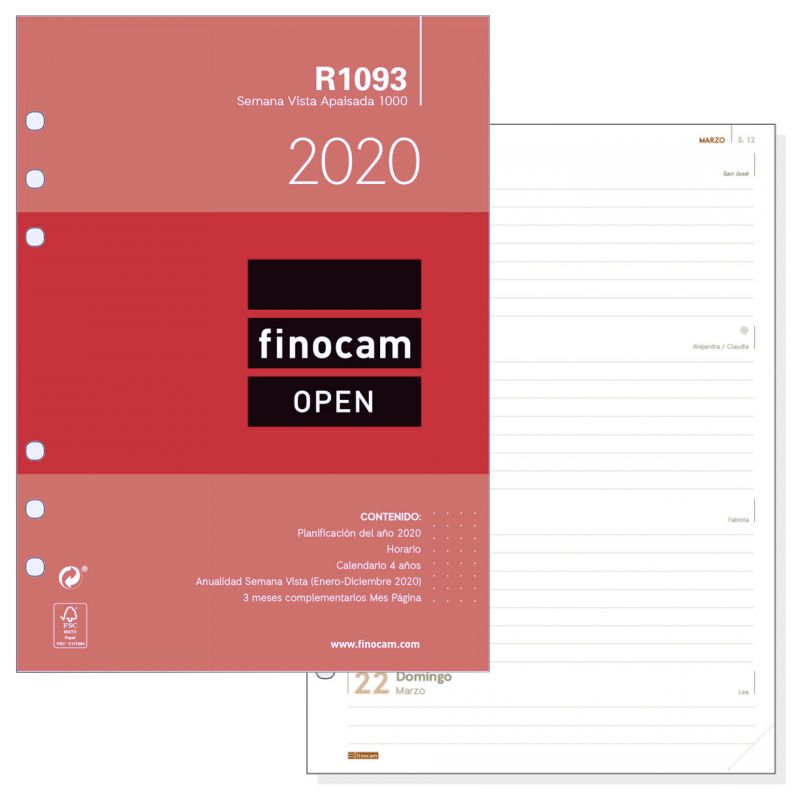 Comprar Recambio Agenda Open R1093, Semana Apaisada 2020