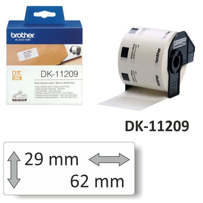 Comprar Rollo etiquetas Brother DK-11209 Termicas 29x62mm 800uds
