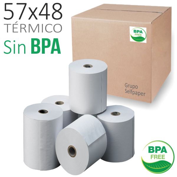 Comprar Rollos de papel 57x48 térmicos sin BPA, TPV datafono recarga