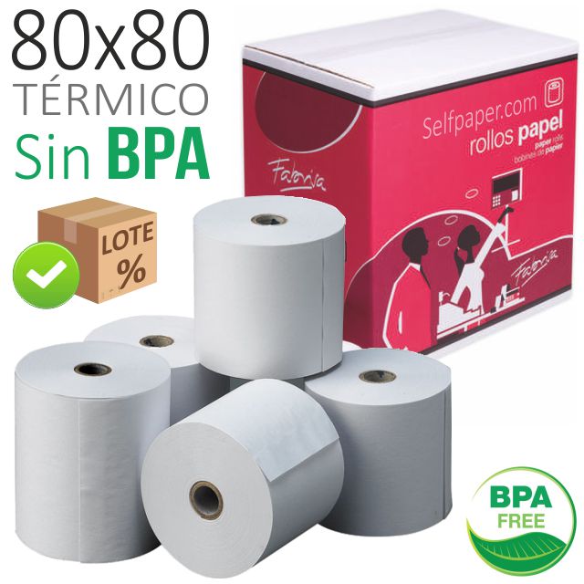 rollos papel termico 80x80x12 sin bpa bisfenol