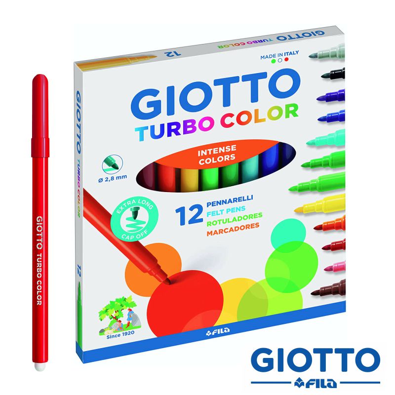 Comprar Rotuladores Giotto Turbocolor caja 12 colores lavables