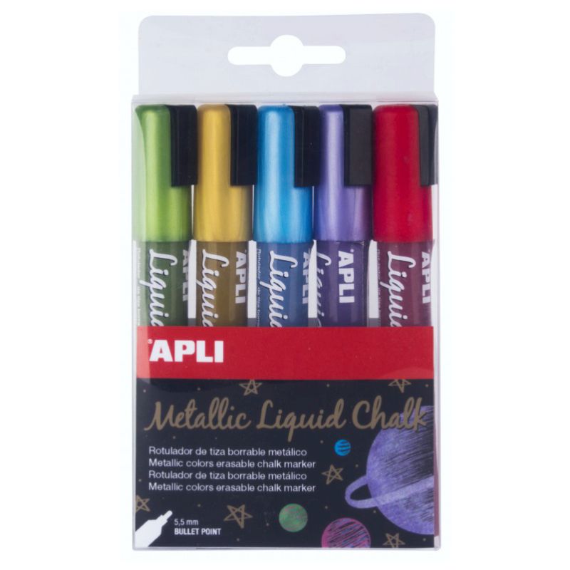 Comprar Rotuladores de tiza líquida metalizados, pack 5 colores