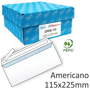 Sobres 115x225 americanos autoadhesivos open system caja 500