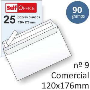 Sobres 120x176 comercial B6R autoadhesivo open paquete 25 ud