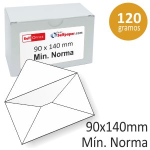 Caja 100 sobres 90x140 mm. <mínimo norma> 120 gramos