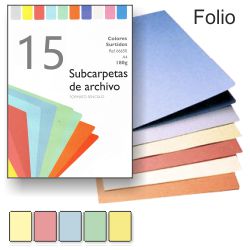 Subcarpetas de cartulina de colores suaves Folio paquete 15