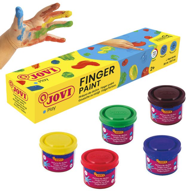 tempera infantil pintura dedos jovi caja 5 botes