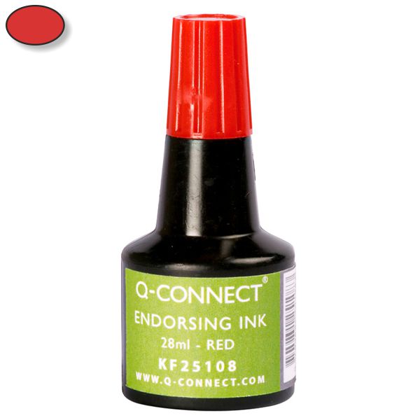 Tinta para almohadilla-tampón Rojo, botella 28 ml Q-Connect