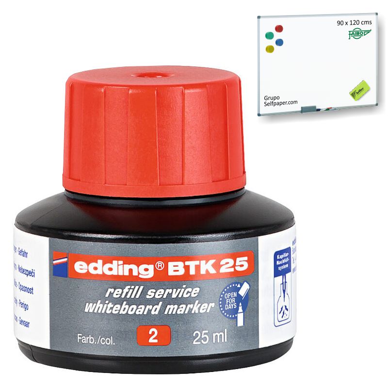 Tinta Edding BTK25,  para pizarra blanca, frasco 25 ml Rojo