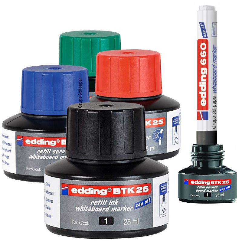 Tinta recarga rotuladores pizarra blanca Edding BTK25 negro