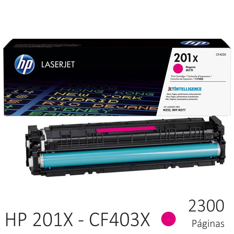 Toner HP 201X color Magenta, CF403X, alta capacidad