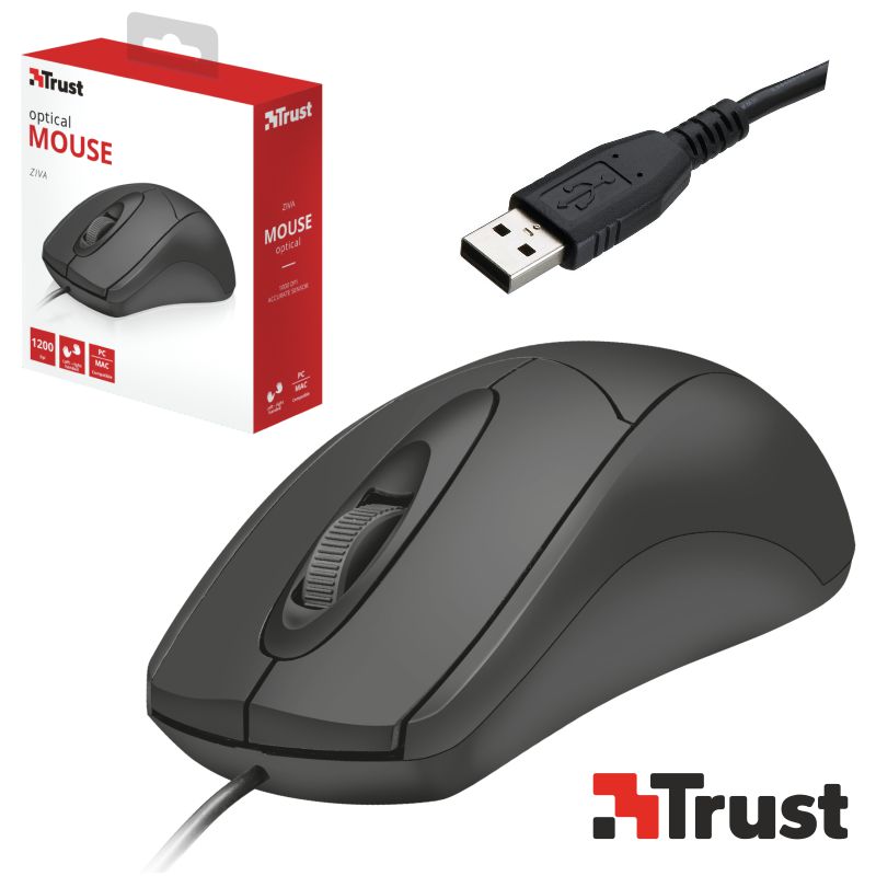 trust ziva optical mouse raton cable economico