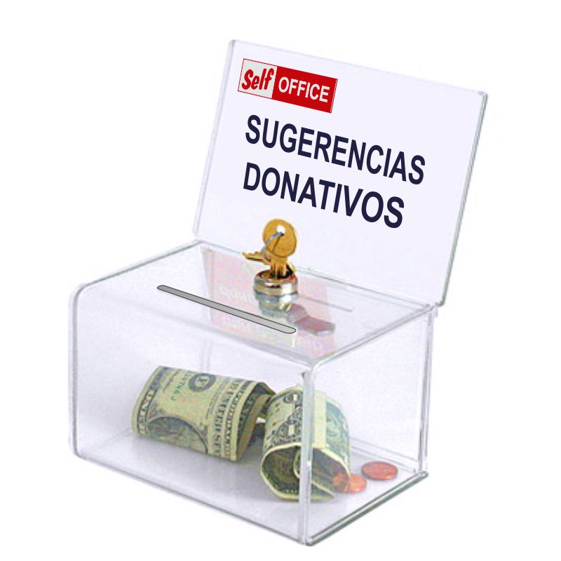 Caja tipo metacrilato, donativos o buzon sugerencias