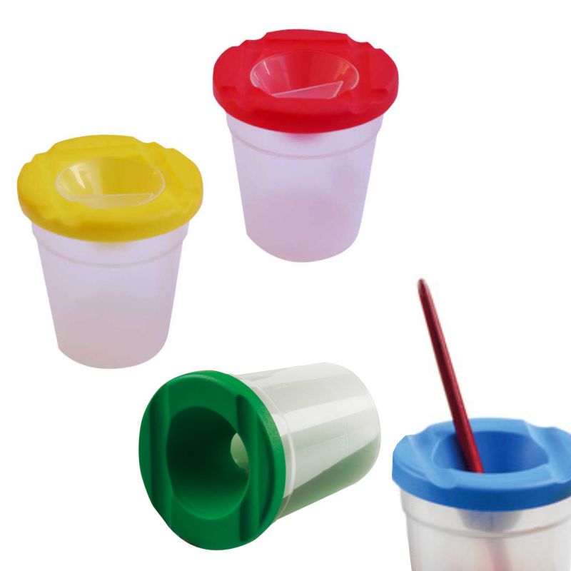 multicolor bote de pintura de plástico antiderrames TOP-MAX Vasos de pintura con tapas 4 unidades para niños y niños